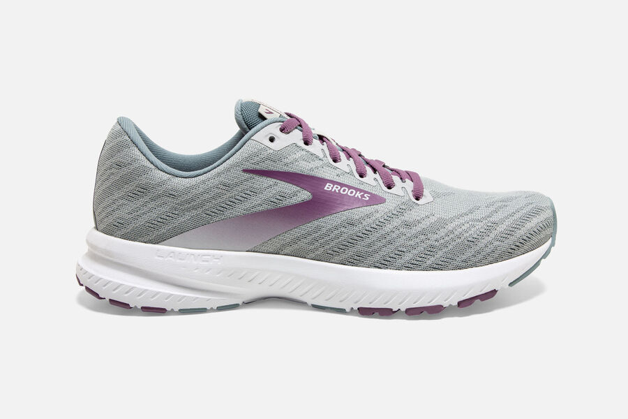 Launch 7 Road Brooks Running Shoes NZ Womens - Grey/Purple - QZSLOH-603